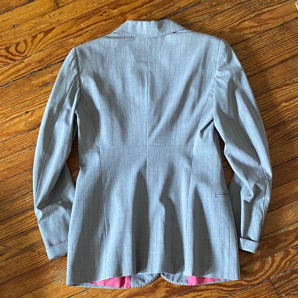 Vintage 1990s Moschino Couture Light Gray with Pink Pinstripe Blazer - Picture 11 of 12